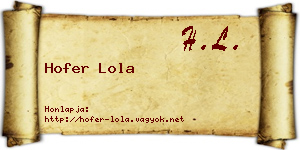 Hofer Lola névjegykártya